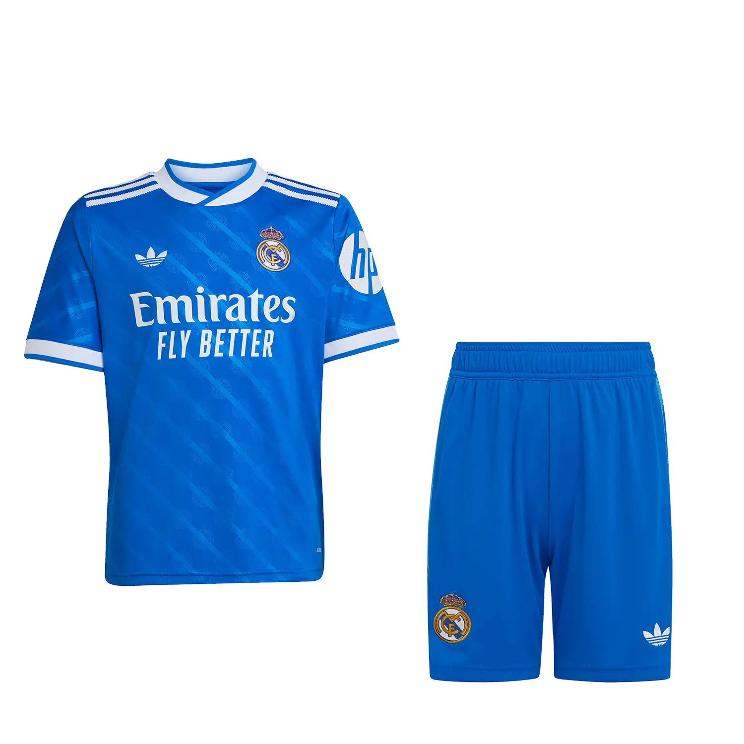 Kids Real Madrid 25/26 third royal blue youth kit with white trim